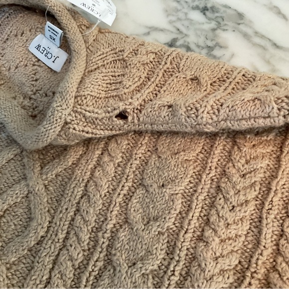 NWT J. Crew roll neck Cable Knit cotton blend soft fisherman Sweater camel Sz XS - Picture 8 of 8